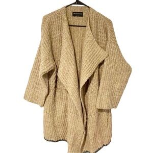 Zadig‎ & Voltaire Size Medium Tan Alpaca Blend Open Front Thick Knit Cardigan